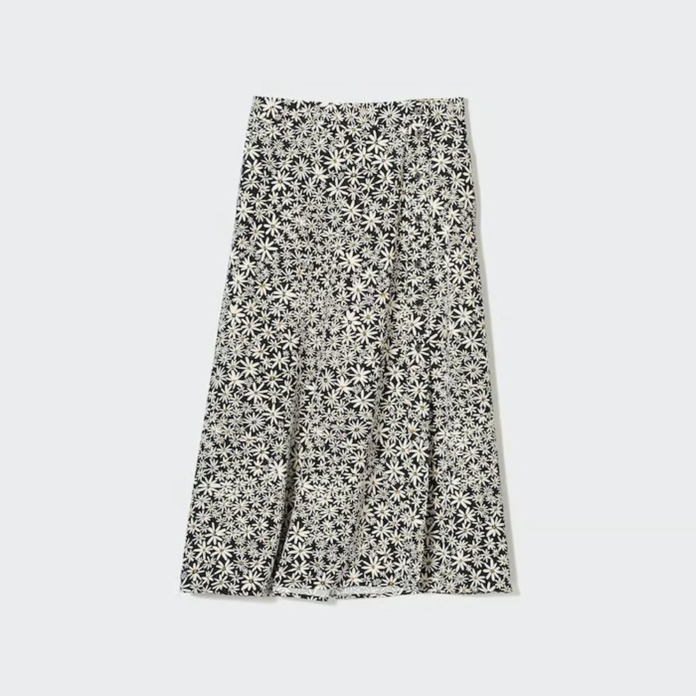 NWT Uniqlo Daisy Printed Slit Midi Skirt